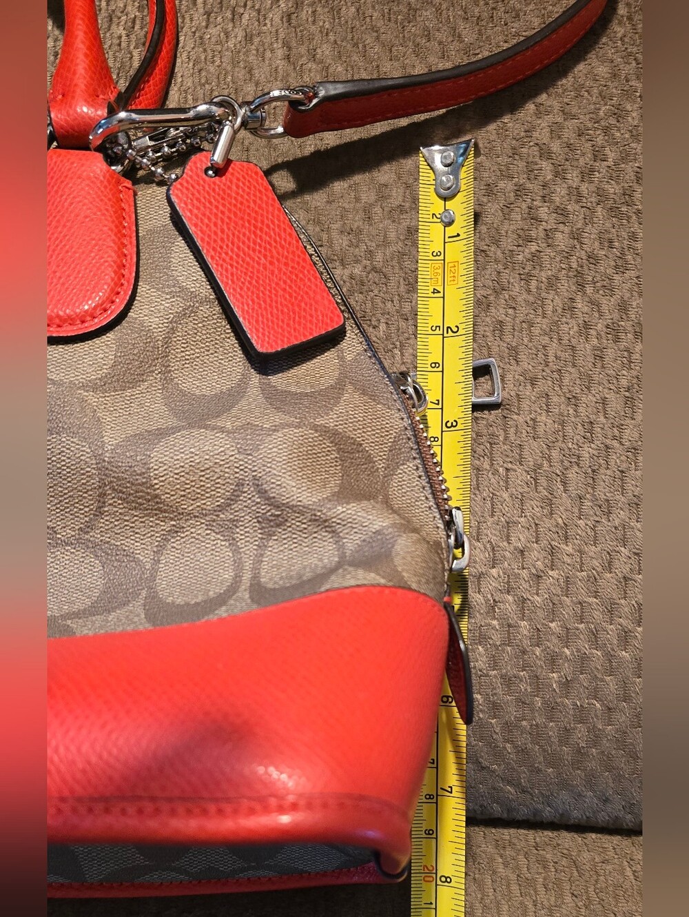 Coach Cora Orange/Signature Coated Canvas and Leather Dome Satchel - Picture 9 of 10